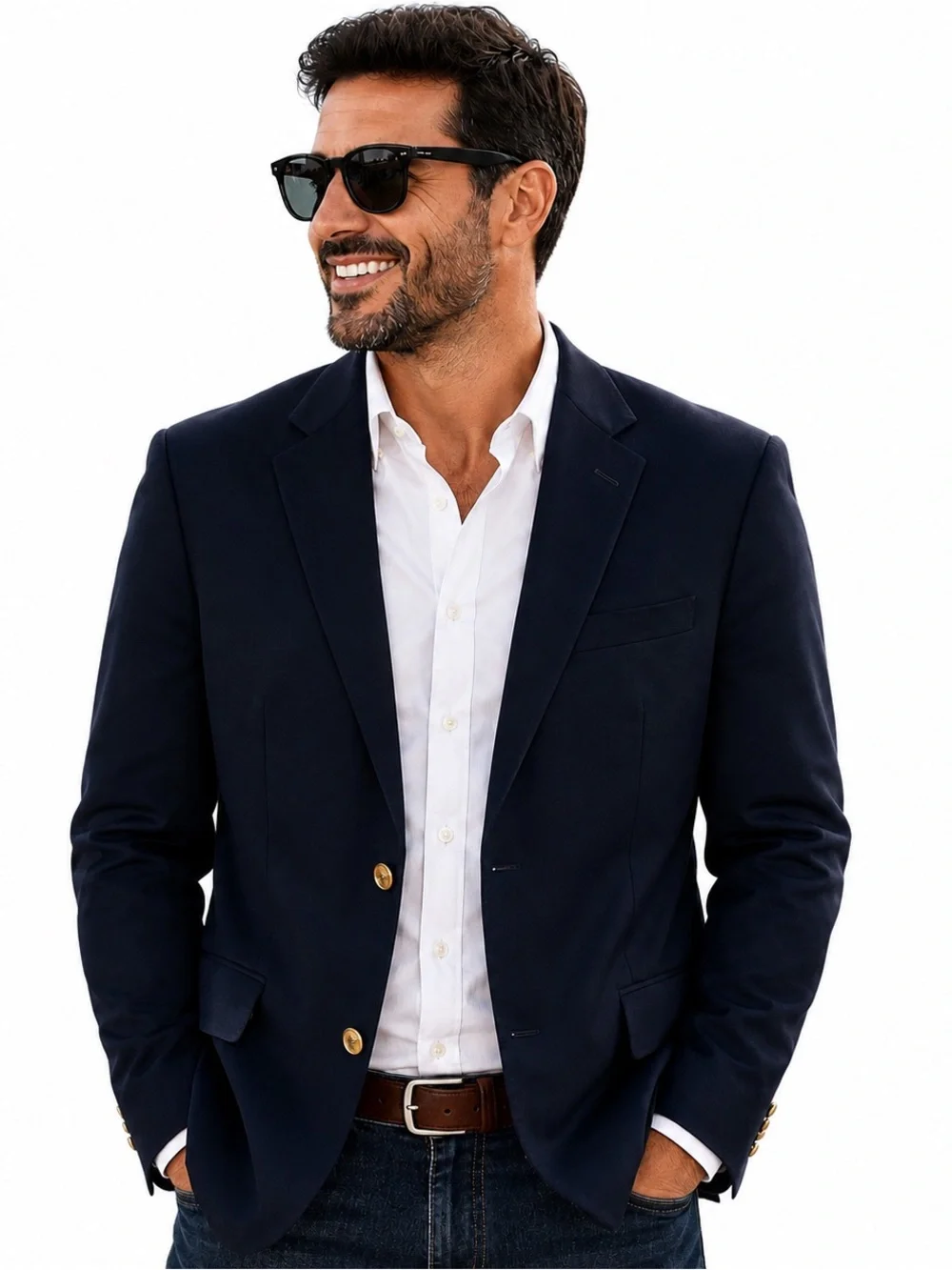 Brooks Brothers Vintage Men's Navy Blazer with Gold Buttons